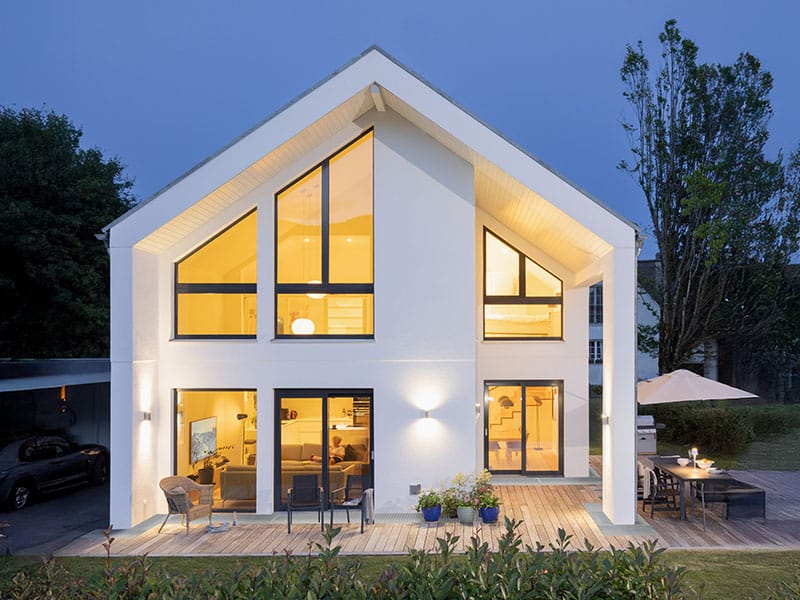 Modernes Architektenhaus Nachtaufnahme