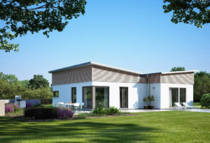 Bungalow mit Schmetterlingsdach