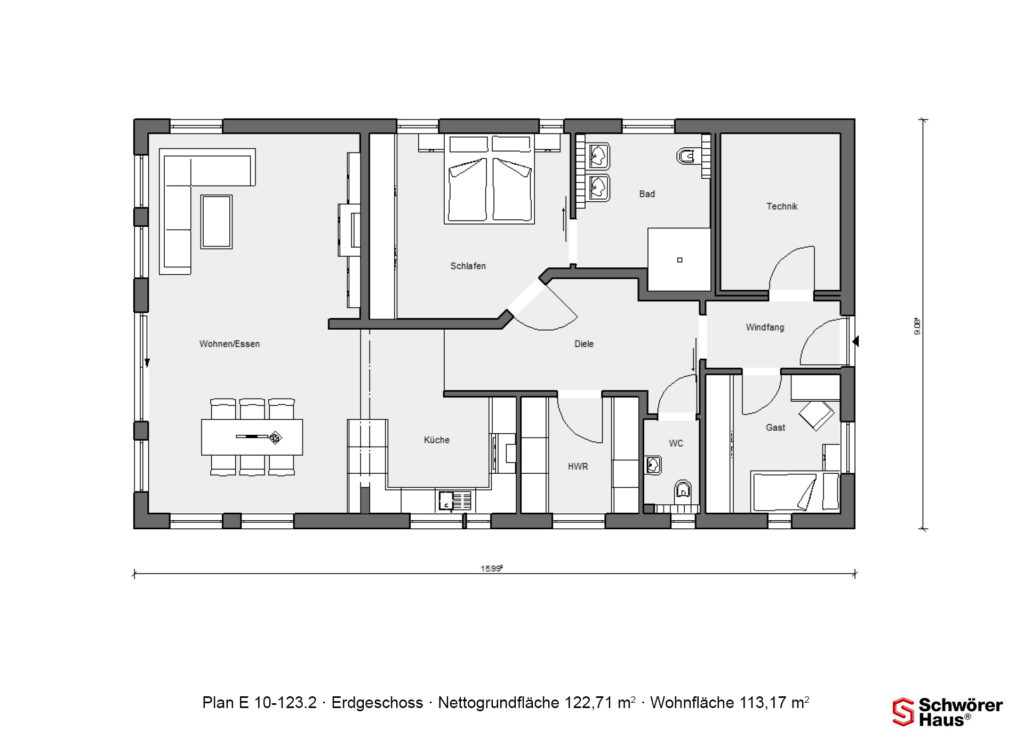 Bungalow rollstuhlgerecht Grundriss
