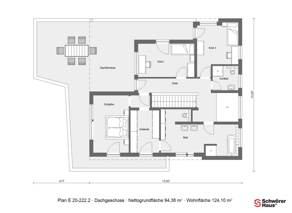 Grundriss Bauhaus Fertighaus Dachgeschoss