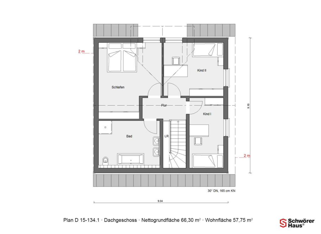 Doppelhaus im Schwedenstil Grundriss Dachgeschoss