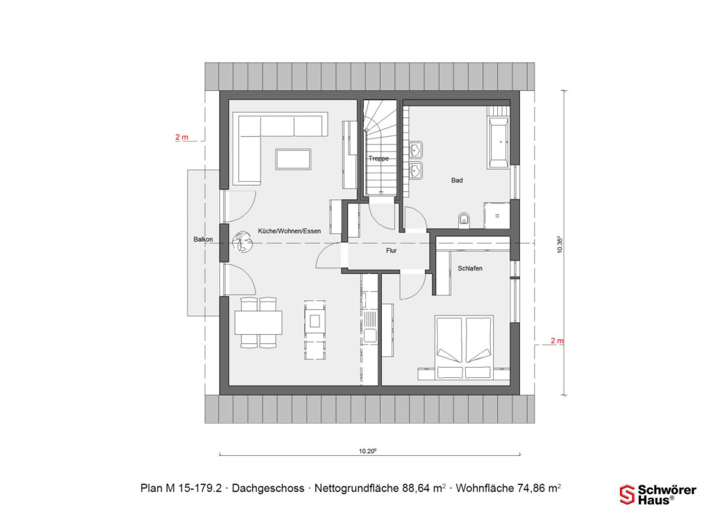 Einfamilienhaus mit Studiowohnung Grundriss Dachgeschoss