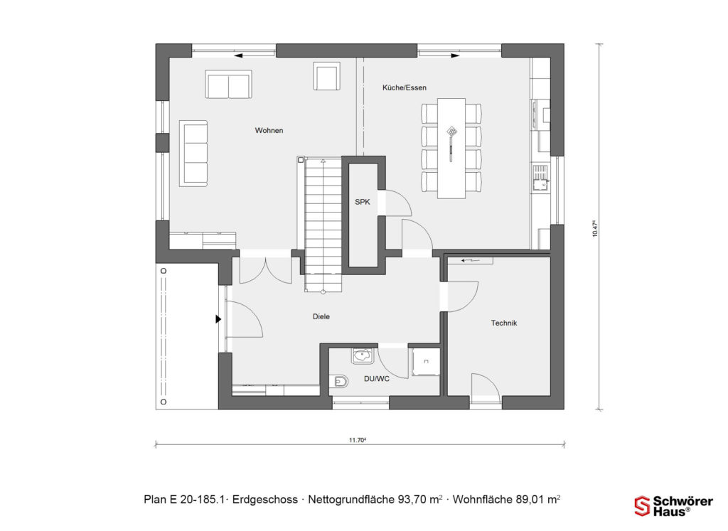 Fertighaus im Landhausstil Grundriss Erdgeschoss