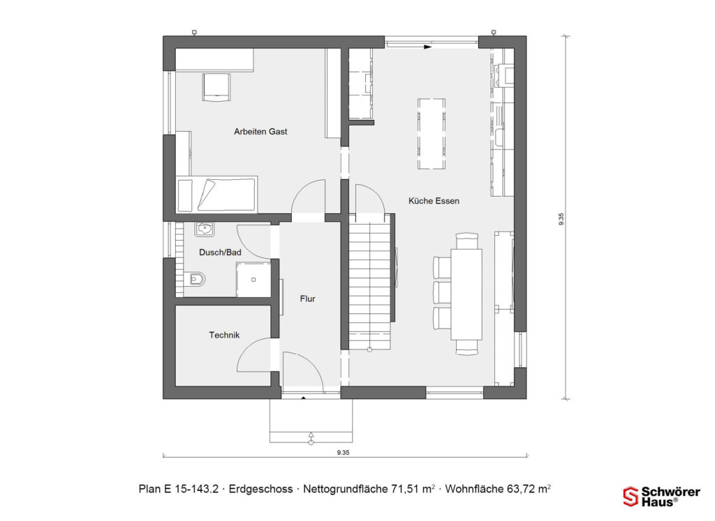 Grundriss Schwörer-Haus Mono Erdgeschoss