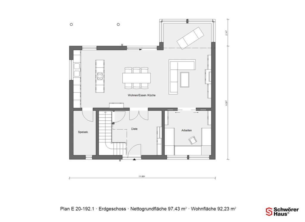 Haus in Hanglage Grundriss Erdgeschoss