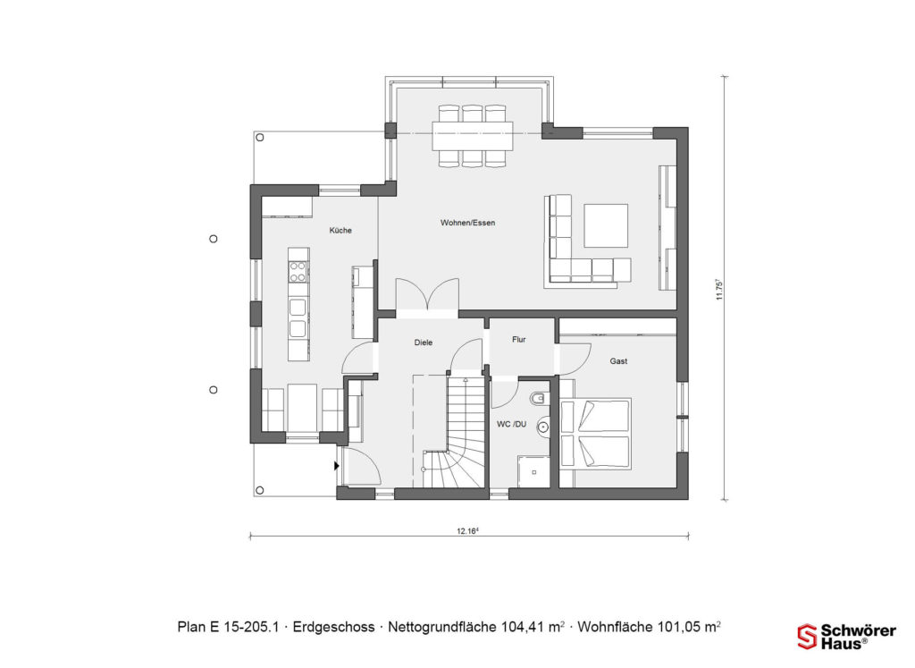 Haus mit Wintergarten Grundriss Erdgeschoss