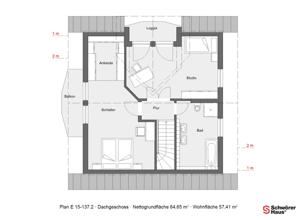 ländlich moderner Baustil Grundriss Dachgeschoss