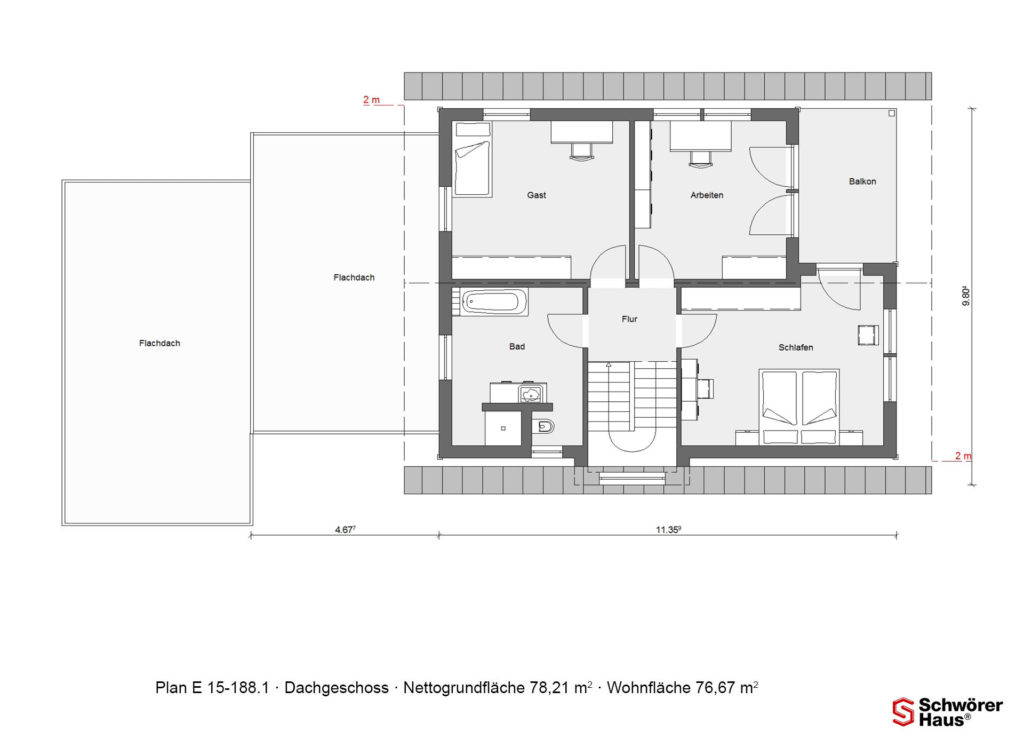 modernes Holzhaus von SchwörerHaus Grundriss Dachgeschoss