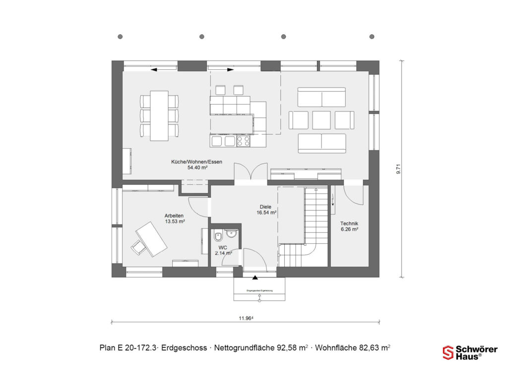 Zertifziertes Miniergie P Haus Grundriss Erdgeschoss