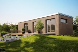 FlyingSpace Modell freistehend mit Holzfassade