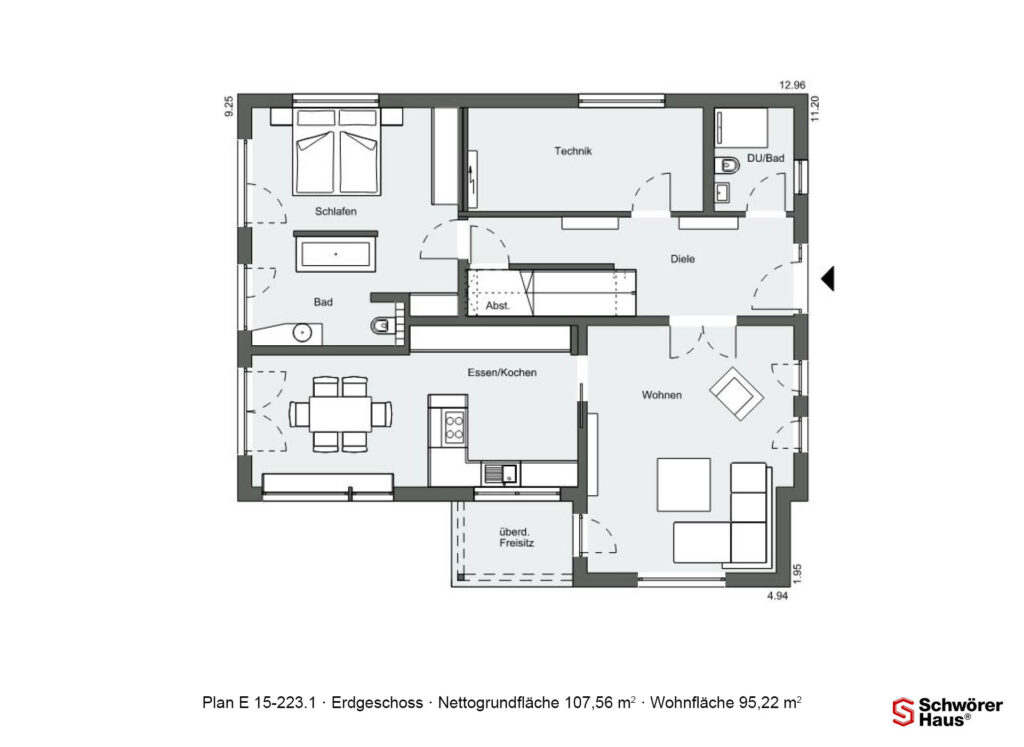 Grundriss Erdgeschoss Schwörer-Bungalow