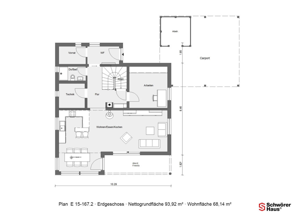 Grundriss-Erdgeschoss-Einfamilienhaus