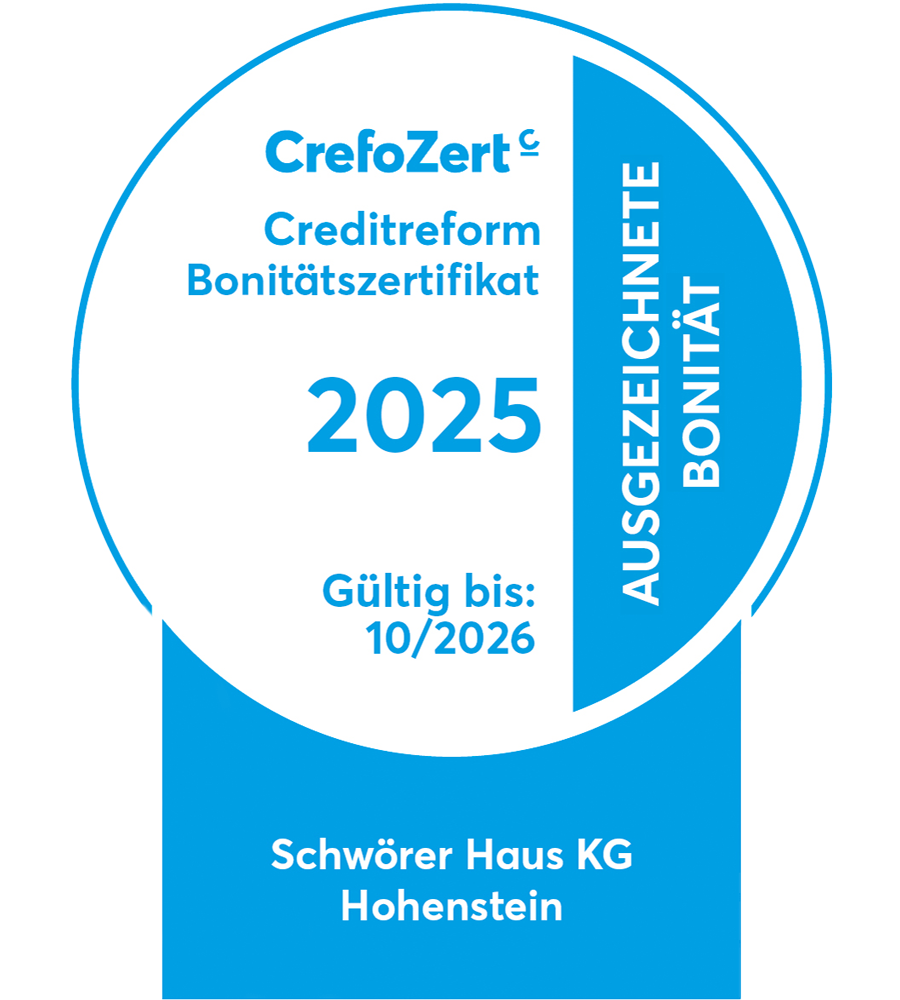 CrefoZert-Auszeichnung 2025 für SchwörerHaus