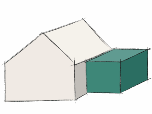 Grafische Darstellung Schwörer-Haus mit FlyingSpace-Anbau