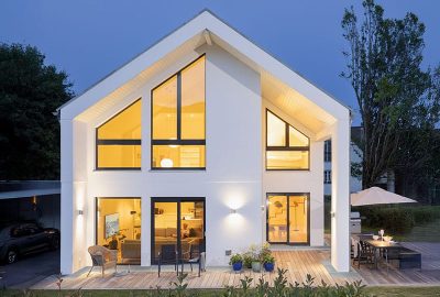 Modernes Architektenhaus Nachtaufnahme